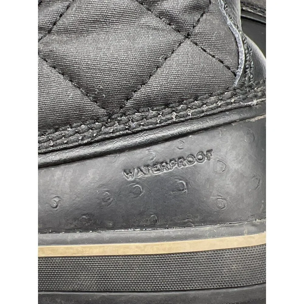 Sorel Tofino Cafe Women Black Canvas Waterproof Faux Fur Winter Duck Boots Size